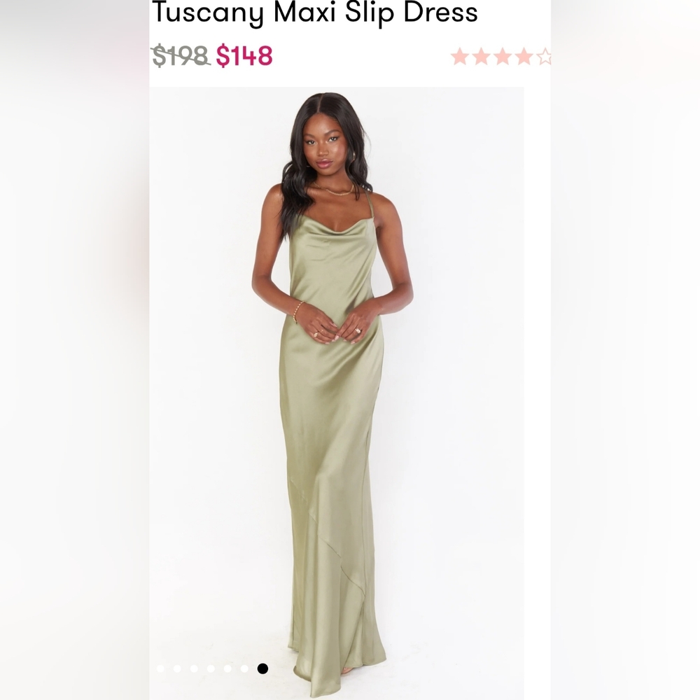 Show Me Your MUMU Tuscany Dress Color Moss Green Luxe Satin; Size Large NWOT